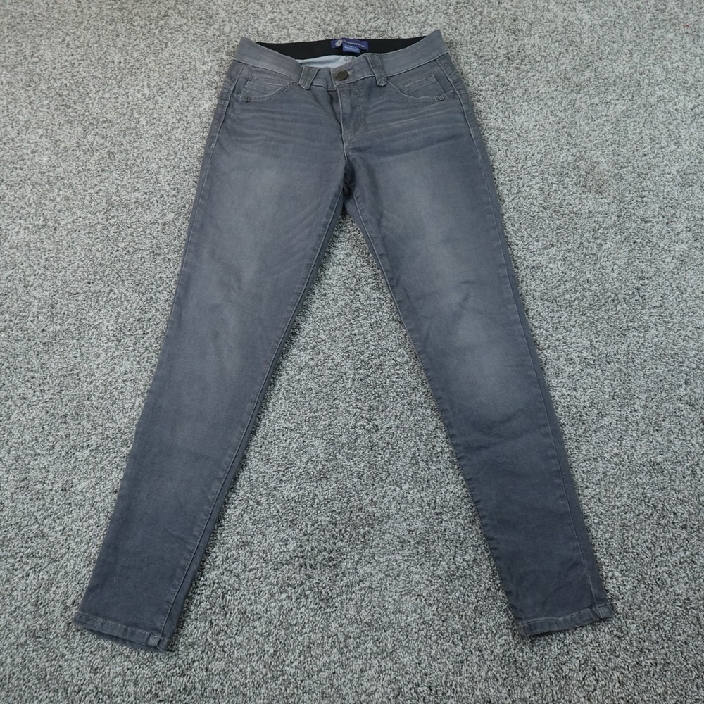 Democracy Jeans Womens 6 Black Denim Pants Ab Solution Mid Rise Skinny Stretch